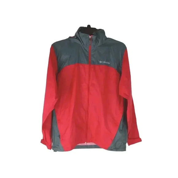 Columbia Sportswear Mens Jacket Red Full Zip Hoodie Colorblock Outdoor Medium - Picture 1 of 8